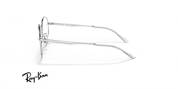 عینک طبی ری بن فریم فلزی گرد رنگ نقره ای - عکس از زاویه کنار