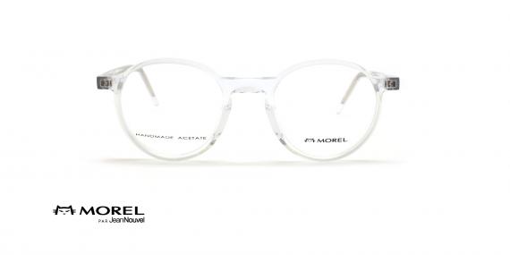 عینک طبی گرد جین نووِل - رنگ سفید شیشه ای - عکس از زاویه روبرو
