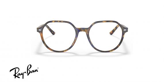 عینک طبی ری بن مدل فریم جنس استات چند ضلعی رنگ قهوه ای و آبی هاوانا - عکس از زاویه روبرو