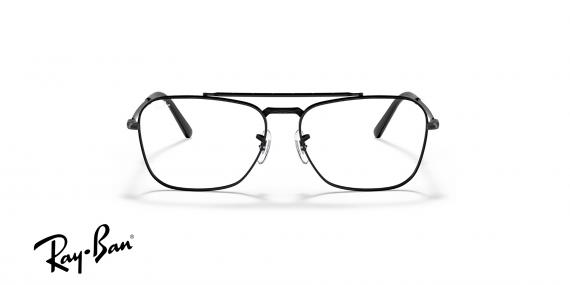 عینک طبی ری بن مدل کاروان طرح جدید فریم فلزی مستطیلی مشکی رنگ - عکس از زاویه روبرو