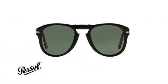 عینک آفتابی تاشو پرسول - رنگ مشکی - عدسی سبز - زاویه روبرو
