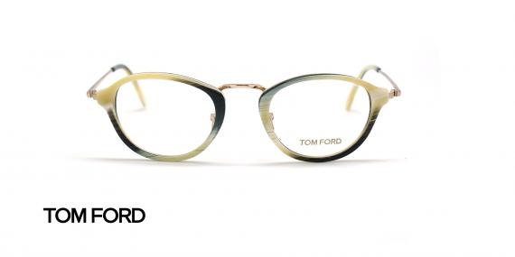 عینک طبی بیضی تام فورد - TOM FORD TF5321 - مشکی کرم - عکاسی وحدت - زاویه روبرو