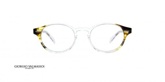 عینک طبی گرد کائوچویی جورجیو والماسو فریم شیشه ای با گوشه های قهوه ای هاوانا - عکس از زاویه روبرو