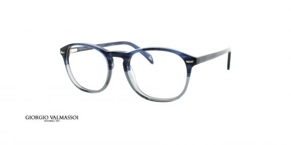 عینک طبی کائوچویی جورجیو والماسو فریم مربعی تنالیته آبی - عکس از زاویه سه رخ