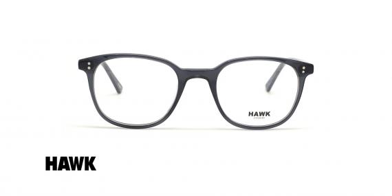 عینک طبی کائوچویی مشکی مربعی هاوک - عکس از زاویه روبرو