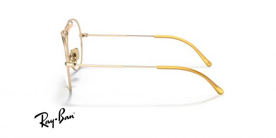 عینک طبی ری بن فریم تیتانیوم خلبانی رنگ طلایی و زرد - عکس از زاویه کنار