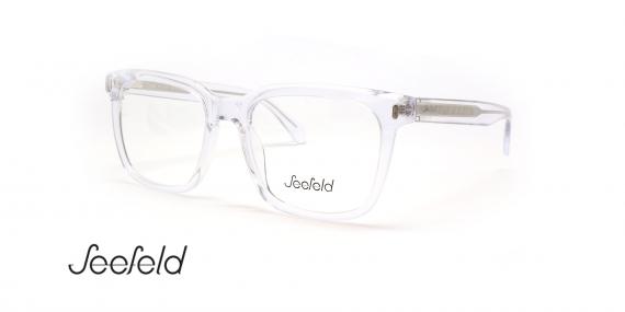 عینک طبی مربعی کائوچویی سیفلد - رنگ شیشه ای - عکس زاویه سه رخ