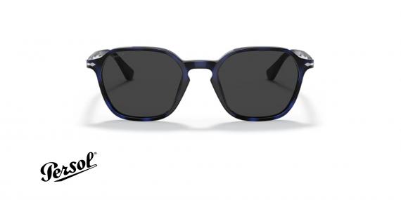 عینک آفتابی پلاریزه پرسول فریم کائوچویی چند ضلعی رنگ هاوانا مشکی-سورمه ای - عکس از زاویه روبرو