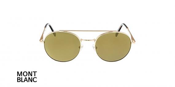 عینک آفتابی دوپل گرد مونت بلاک - MONTBLANK MB604 - فریم طلایی و عدسی قهوه ای - اپتیک وحدت - عکس زاویه روبرو
