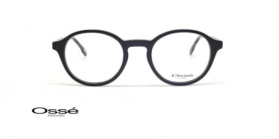 عینک طبی اوسه فریم کائوچویی گرد و مشکی - عکس از زاویه روبرو