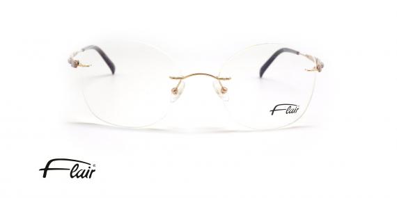 عینک طبی زنانه فلر فریم گریف پل بینی طلایی فلزی و دسته ها جگری طلایی، حدقه شبه گربه ای - عکس از زاویه روبرو
