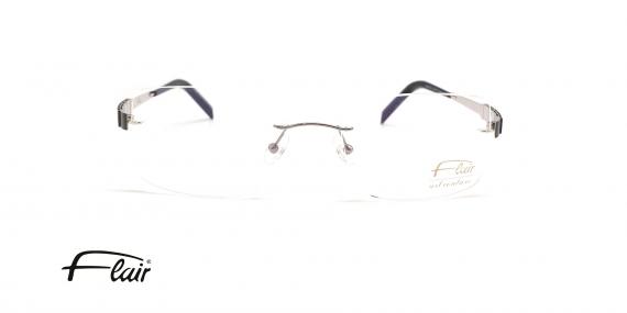 عینک طبی فلر فریم گریف دسته ها نقره ای مشکی حدقه شبه مربعی - عکس از زاویه روبرو