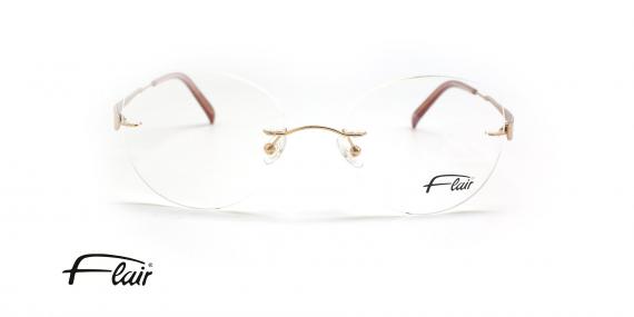 عینک طبی فلر فریم گریف فلزی طلایی رنگ حدقه ها بیضی - عکس از زاویه روبرو