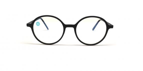 عینک طبی کامپیوتر اُپال فریم کائوچویی گرد رنگ مشکی مات سایز XL - عکس از زاویه روبرو