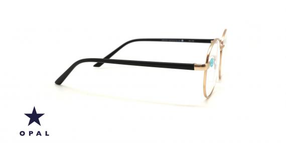 عینک فلزی گرد اپال با عدسی بلوکنترل - رنگ طلایی - عکس زاویه کنار