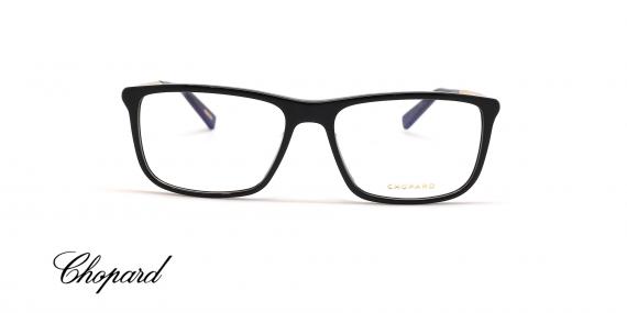 عینک طبی شوپارد فریم مستطیلی مشکی کائوچویی دسته چوب و کربن و فیبر  -عکس از زاویه روبرو