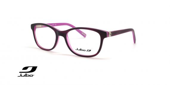عینک طبی زنانه جولبو فریم کائوچویی شبه گربه ای رنگ بنفش تیره و روشن - عکس از زاویه سه رخ 