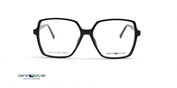 عینک طبی مربعی سنترواستایل فریم کائوچویی و مشکی - عکس از زاویه روبرو
