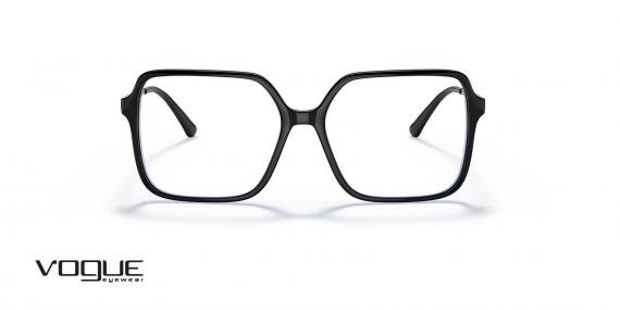 عینک طبی وگ فریم کائوچویی - رنگ مشکی و لبه های آبی - عکس از زاویه روبرو