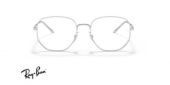 عینک طبی ری بن فریم فلزی چند ضلعی نقره ای رنگ - عکس از زاویه روبرو