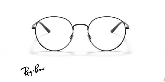 عینک طبی ری بت فریم فلزی گرد رنگ مشکی - عکس از زاویه روبرو