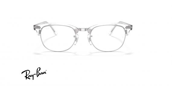 عینک طبی ری بن فریم کلاب مستر ابرویی کائوچویی رنگ شیشه ای - عکس از زاویه روبرو