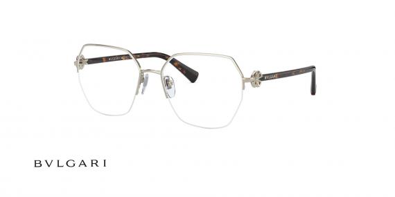 عینک طبی زیر گریف زنانه بولگاری - Bvlgari BV2224B - رنگ فریم طلایی و دسته قهوه ای هاوانا - عکس زاویه سه رخ