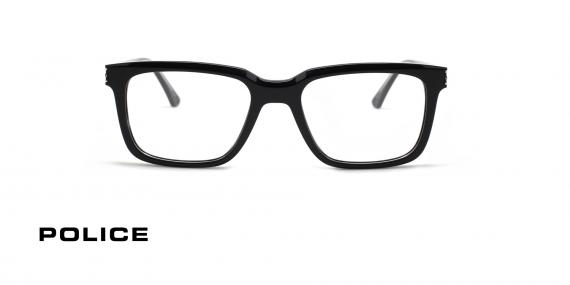 عینک طبی پلیس فریم کائوچویی مربعی ضخیم مشکی - عکس از زاویه روبرو