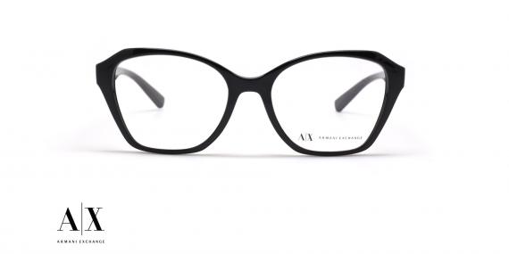 عینک طبی آرمانی اکسچنچ فریم کائوچویی پروانه ای رنگ مشکی - عکس از زاویه روبرو