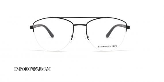 عینک طبی امپریو آرمانی فریم فلزی خلبانی دو پال زیر گریف با رنگ مشکی - عکس از زاویه روبرو
