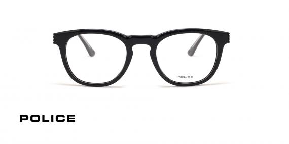 عینک طبی پلیس فریم کائوچویی شبه مربعی مشکی - عکس از زاویه روبرو