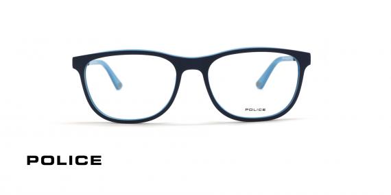 عینک طبی پلیس فریم کائوچویی آبی و مشکی - عکس از زاویه روبرو