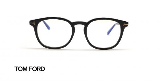 عینک طبی کائوچویی بیضی شکل تام فورد - رنگ مشکی - عکس از زاویه روبرو