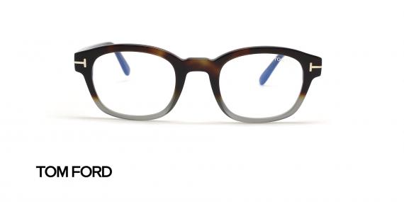 عینک طبی کائوچویی تام فورد مدل TF5808 -دورنگ قهوه ای هاوانا و توسی 
