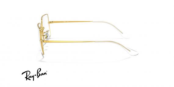 عینک طبی ری بن فریم فلزی مستطیلی رنگ طلایی براق - عکس از زاویه کنار