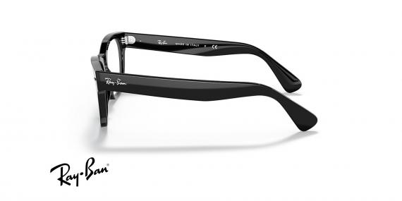 عینک طبی ری بن فریم کائوچویی مشکی حدقه زاویه دار مشکی - عکس از زاویه کنار