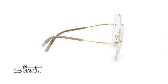 عینک طبی زنانه سیلوئت مدل TMA-THE ICON فریم گریف شیپ گربه ای ID دسته ها طلایی - عکس از زاویه کنار