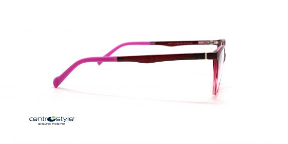 عینک طبی زنانه رویه دار سنترواستایل فریم گربه ای کائوچویی قرمز صورتی - عکس از زاویه کنار