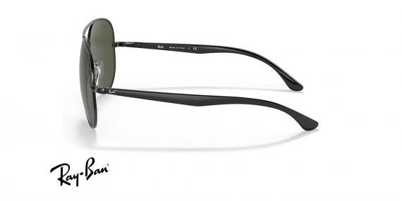 عینک آفتابی ری بن فریم مدل خلبانی دوپل فلزی رنگ مشکی و عدسی سبز - عکس از زاویه کنار