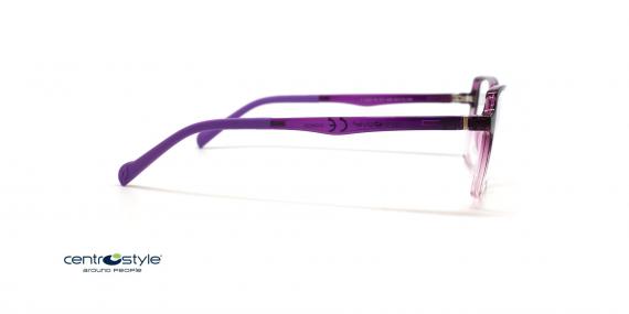 عینک طبی رویه دار زنانه سنترواستایل فریم مربعی بنفش و شیشه ای - عکس از زاویه کنار
