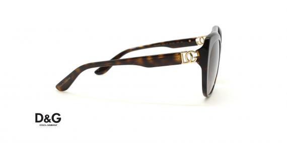 عینک آفتابی زنانه دولچه گابانا فریم گربه ای -رنگ قهوه ای هاوانا و عدسی قهوه ای طیف دار - عکس از زاویه کنار