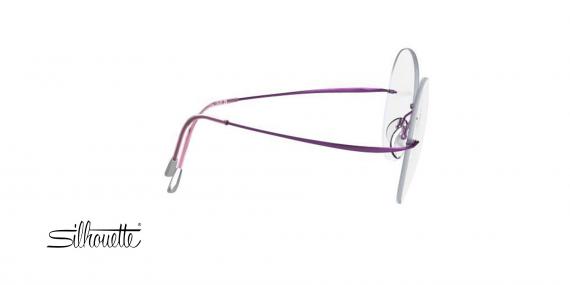 عینک طبی زنانه سیلوئت مدل TMAفریم گریف شیپ گربه ای CT دسته ها بنفش - عکس از زاویه کنار