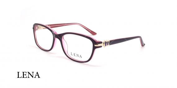 عینک طبی مستطیلی لنا - LENA LE358 - مشکی صورتی - عکاسی وحدت - زاویه سه رخ 