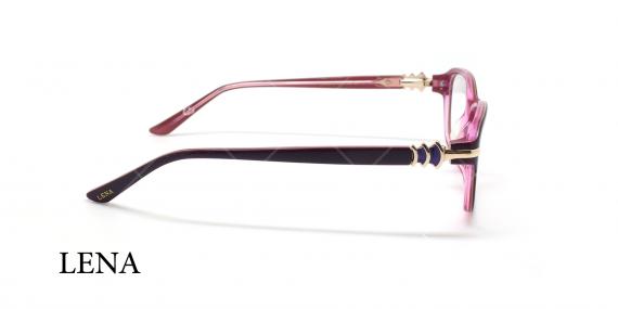 عینک طبی مستطیلی لنا - LENA LE358 - مشکی صورتی - عکاسی وحدت - زاویه کنار