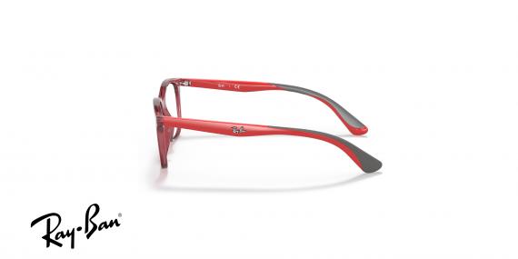 عینک طبی بچگانه ری بن فریم استات مربعی رنگ قرمز شفاف - عکس از زاویه کنار