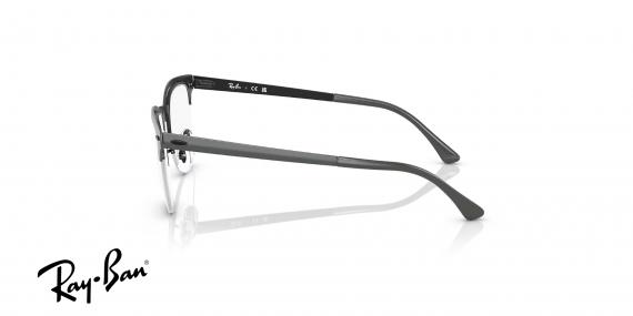 عینک طبی ری بن مدل کلاب مستر فریم فلزی طوسی براق و از داخل مشکی - عکس از زاویه کنار