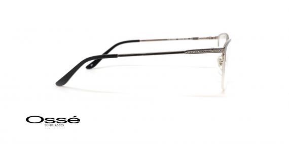 عینک طبی اوسه فریم بیضی فلزی نقره ای - عکس از زاویه کنار