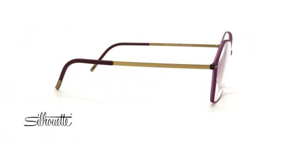 عینک طبی زنانه سیلوئت فریم پروانه ای کائوچویی و تیتانیوم رنگ بنفش طلایی - عکس از زاویه کنار