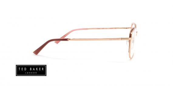 عینک طبی فلزی پروانه ای تد بیکر - رنگ رز گلد با لبه های مشکی - عکس زاویه کنار
