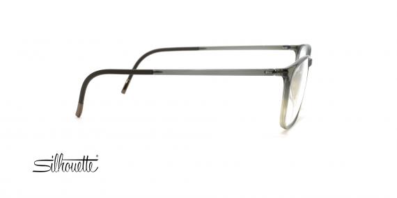 عینک طبی زنانه مدل گربه ای سیلوئت - فریم شیشه ای زیتونی تیره و روشن و دسته های دودی - عکس از زاویه کنار
